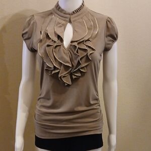 HeartSoul Tan Ruffled Blouse
